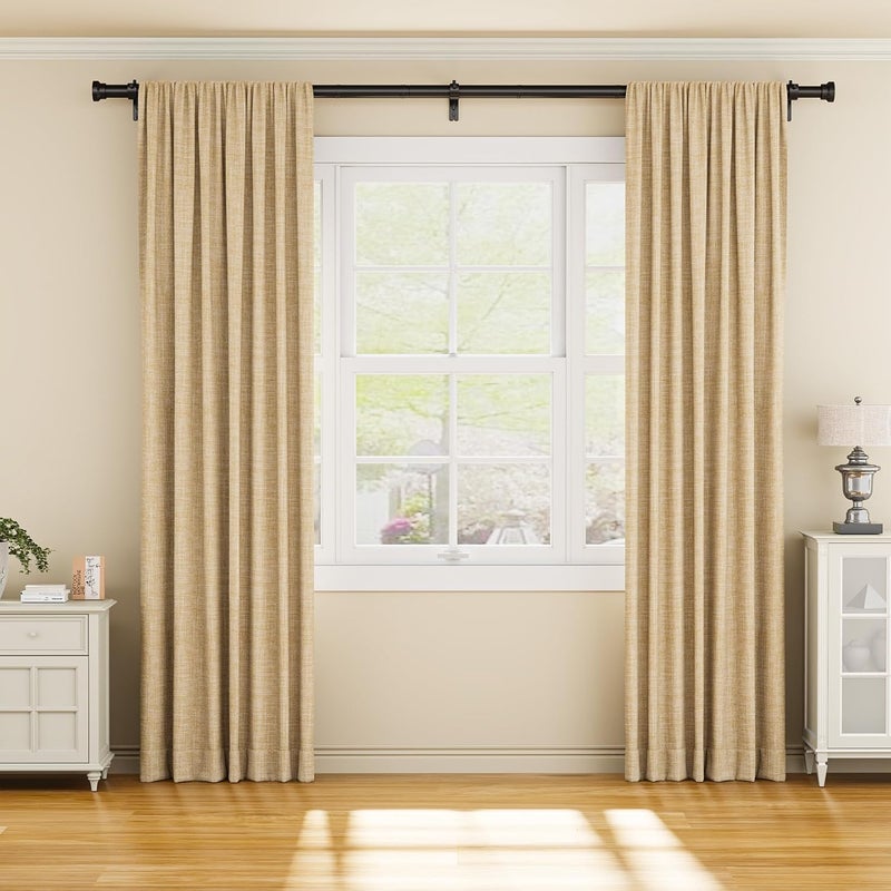YaFex Curtain Rods 32-118 Inch, Heavy Duty 1 Inch Adjustable Curtain Rod for Windows, Black Long Window Treatment Rods, Modern Design, Easy Installation - Image 2